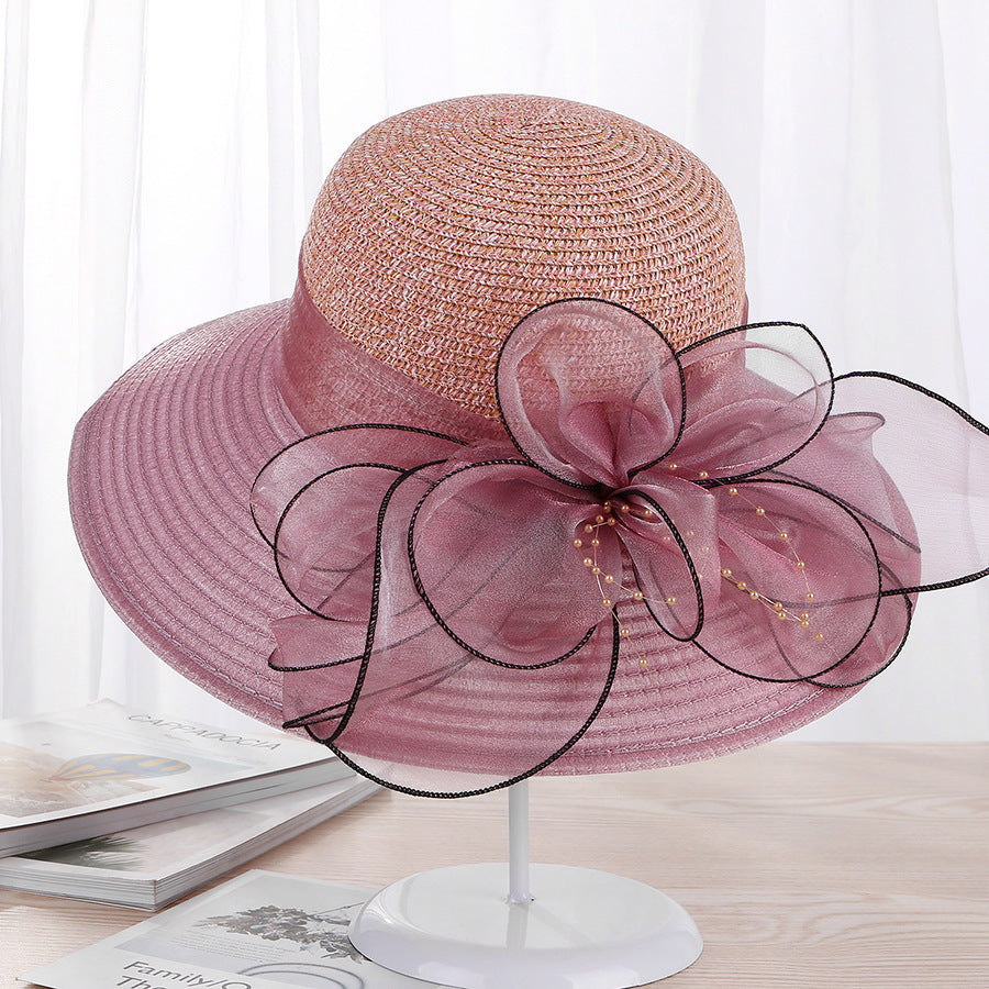 The Grand Garden Sun Hat – Organza Flower Wide-Brim Hat