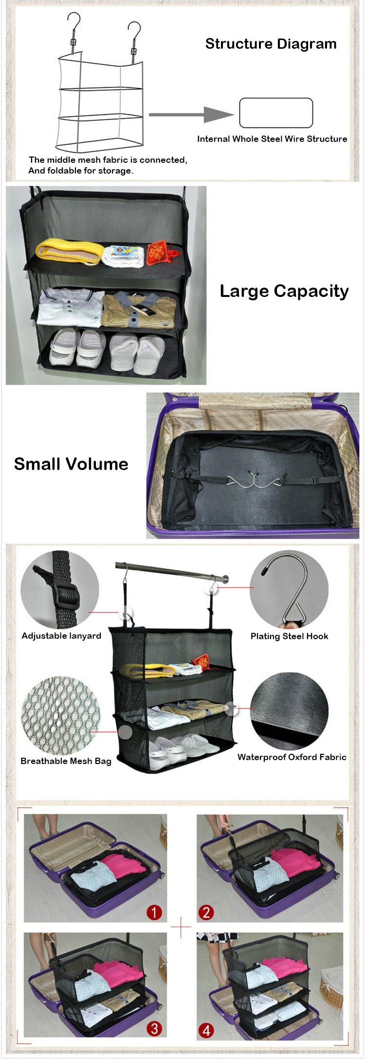 Portable Hanging Closet Organizer