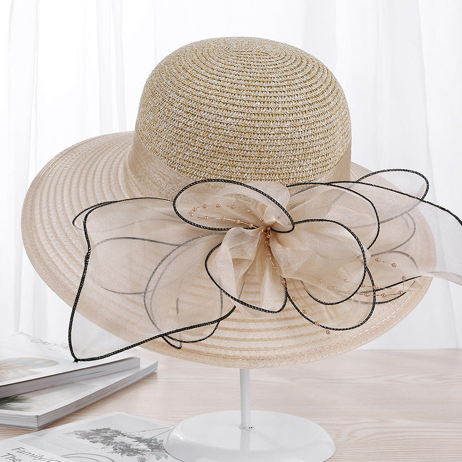 The Grand Garden Sun Hat – Organza Flower Wide-Brim Hat