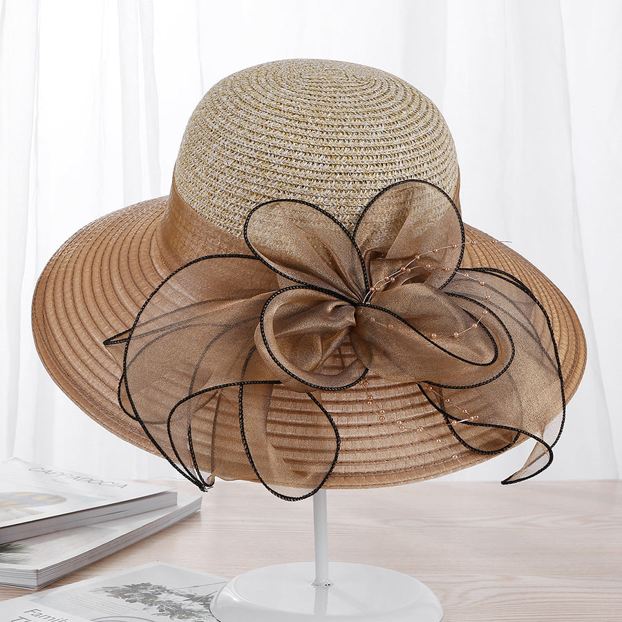 The Grand Garden Sun Hat – Organza Flower Wide-Brim Hat